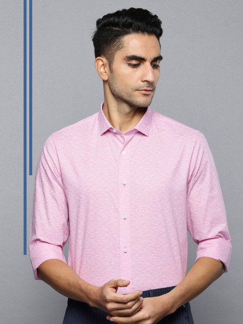 

Louis Philippe Ath.Work Men Pink & White Slim Fit Printed Formal Shirt