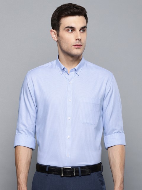 

Louis Philippe Men Blue & White Slim Fit Self Design Formal Shirt
