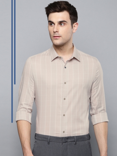 

Louis Philippe Ath.Work Men Beige Super Slim Fit Checked Semiformal Shirt