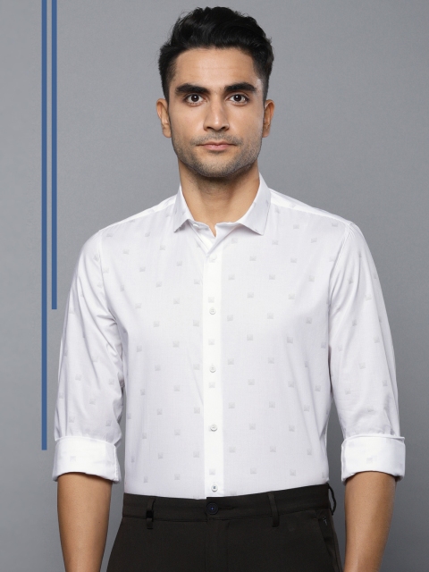 

Louis Philippe Ath.Work Men White Super Slim Fit Printed Semiformal Shirt