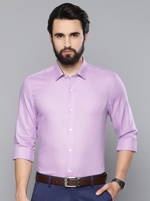 

Louis Philippe Men Pink & Blue Super Slim Fit Checked Formal Shirt
