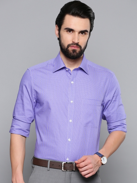 

Louis Philippe Men Blue & White Regular Fit Self Checked Formal Shirt