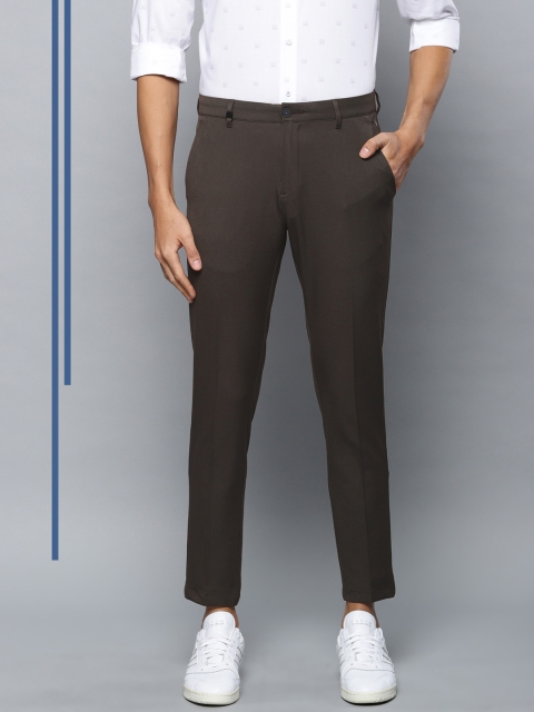 

Louis Philippe Ath.Work Men Brown Comfy Tapered Fit Solid Smart Casual Trousers