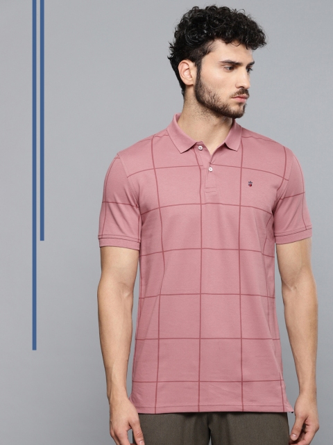 

Louis Philippe Ath.Work Men Purple Checked Slim Fit Polo Collar T-shirt