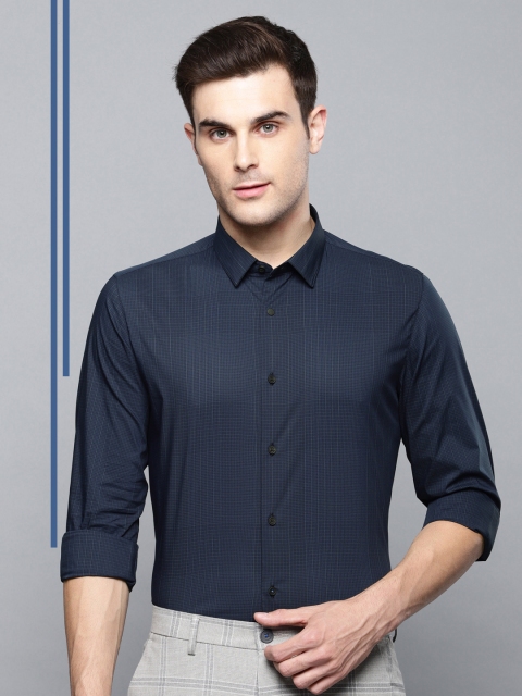 

Louis Philippe Ath.Work Men Navy Blue Slim Fit Checked Formal Shirt