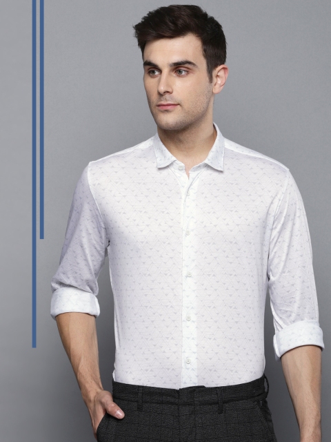 

Louis Philippe Ath.Work Men White & Grey Super Slim Fit Printed Semiformal Shirt