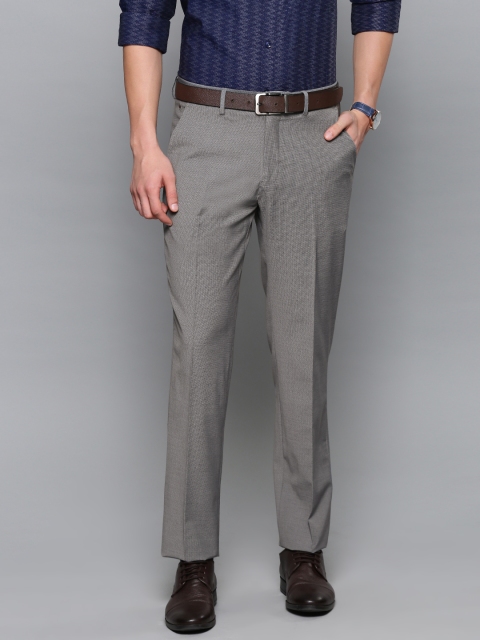 

Louis Philippe Men Grey Regular Fit Self Design Formal Trousers