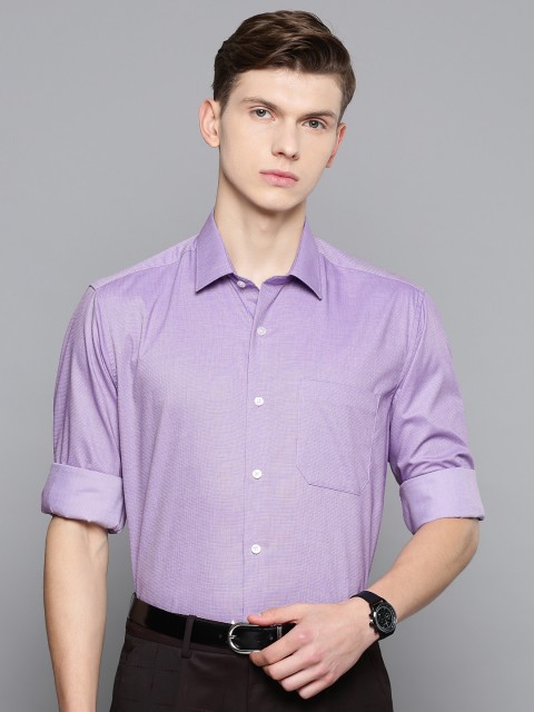 

Louis Philippe Men Purple & White Slim Fit Self Design Formal Shirt