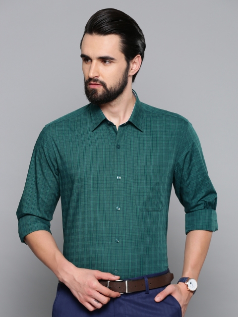 

Louis Philippe Men Green & Navy Blue Slim Fit Checked Formal Shirt