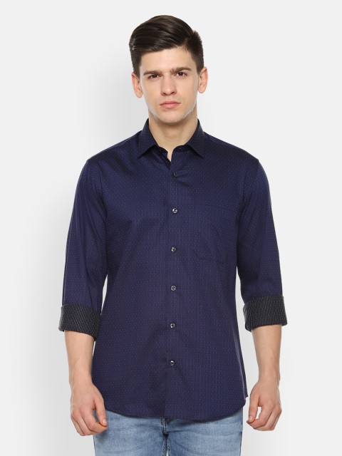 

Louis Philippe Men Blue Slim Fit Self Design Casual Shirt