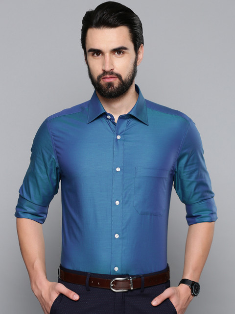 

Louis Philippe Men Blue Regular Fit Solid Casual Shirt