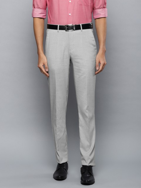 

Louis Philippe Men Grey Slim Fit Self Design Formal Trousers