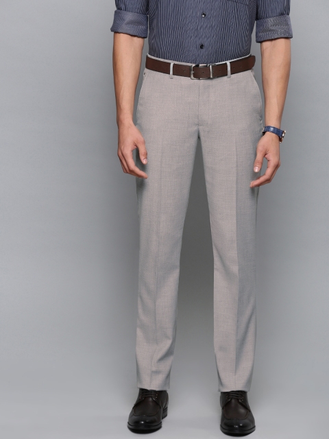 

Louis Philippe Men Grey Slim Fit Self Design Formal Trousers