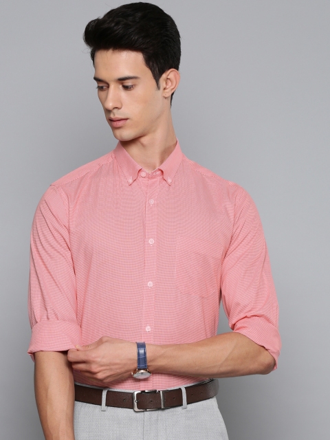 

Louis Philippe Men Red & White Slim Fit Self Design Formal Shirt