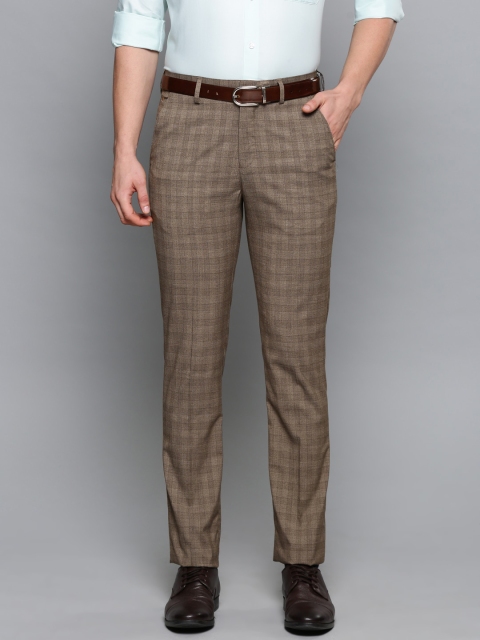 

Louis Philippe Men Brown Slim Fit Checked Formal Trousers