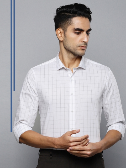 

Louis Philippe Ath.Work Men White & Black Super Slim Fit Checked Smart Casual Shirt