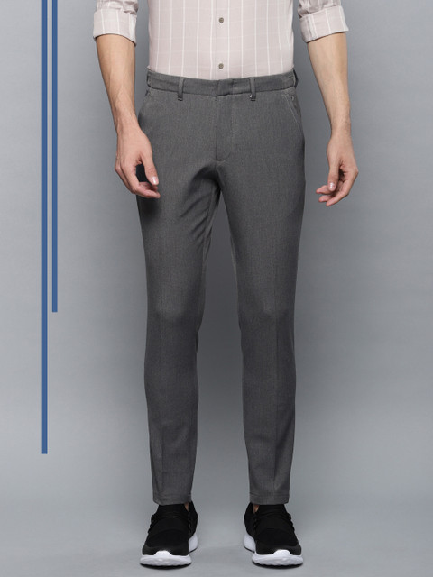 

Louis Philippe Ath.Work Men Charcoal Grey Slim Fit Solid Smart Casual Trousers