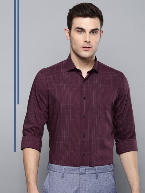 

Louis Philippe Ath.Work Men Maroon & White Super Slim Fit Checked Semiformal Shirt
