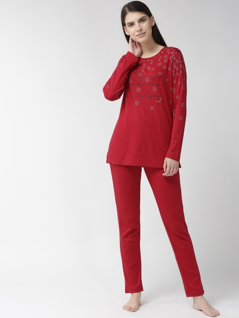 

MADAME M SECRET Women Maroon Printed Night Suit S9W30502 033