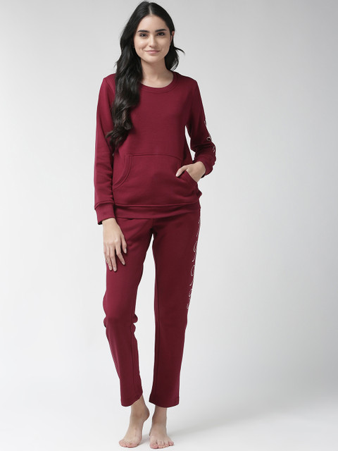 

MADAME M SECRET Women Maroon Solid Night Suit S9W30549 045