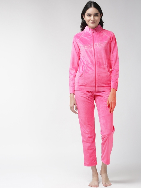 

MADAME M SECRET Women Pink Velvet Finish Night Suit S9W30583 076