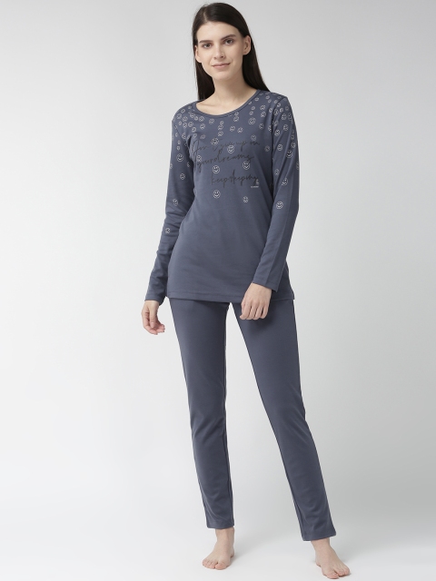 

MADAME M SECRET Women Charcoal Grey Printed Night Suit S9W30502 003