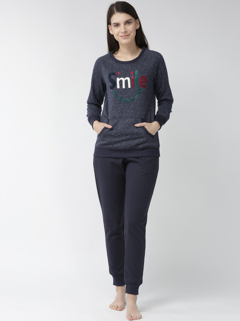 

MADAME M SECRET Women Navy Blue Printed Night Suit S9W30573 026