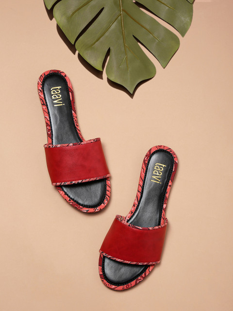 

Taavi Women Red Solid Open Toe Sustainable Flats