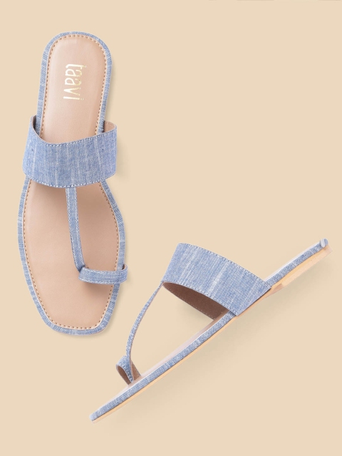 

Taavi Women Blue Solid One Toe Flats