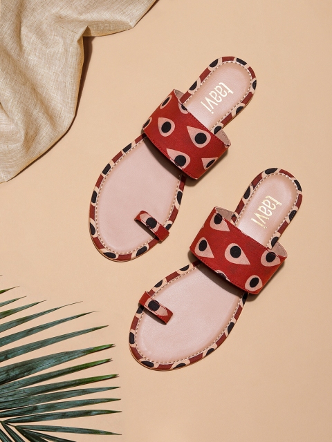 

Taavi Women Red Printed OneToe Sustainable Flats
