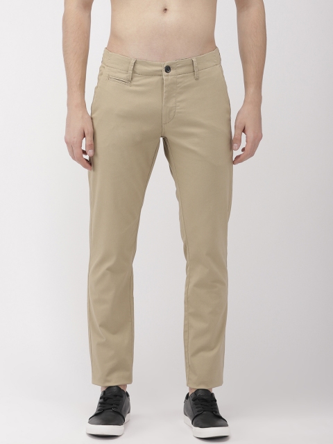 

Flying Machine Men Beige Super Slim Fit Printed Regular Trousers