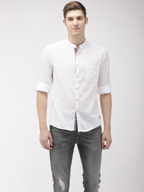

Flying Machine Men White Slim Fit Solid Casual Shirt