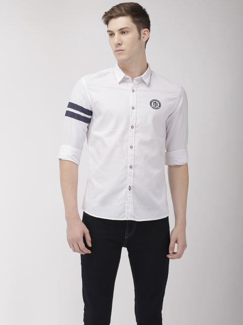 

Flying Machine Men White Slim Fit Solid Casual Shirt