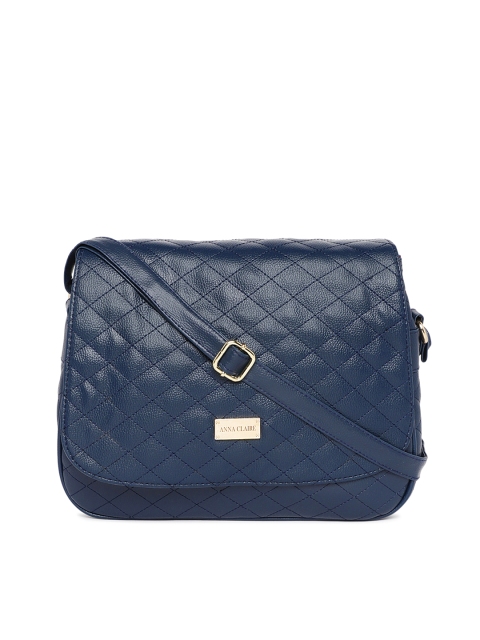 

Anna Claire Navy Blue Checked Sling Bag