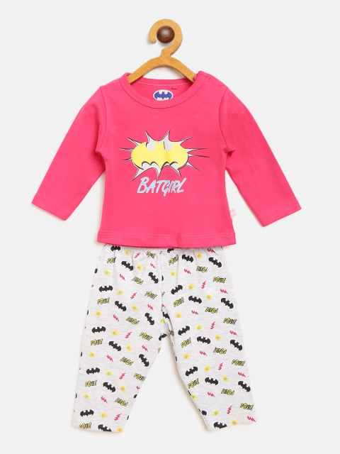 

Moms Love Girls Pink & Grey Melange Printed T-shirt with Pyjamas