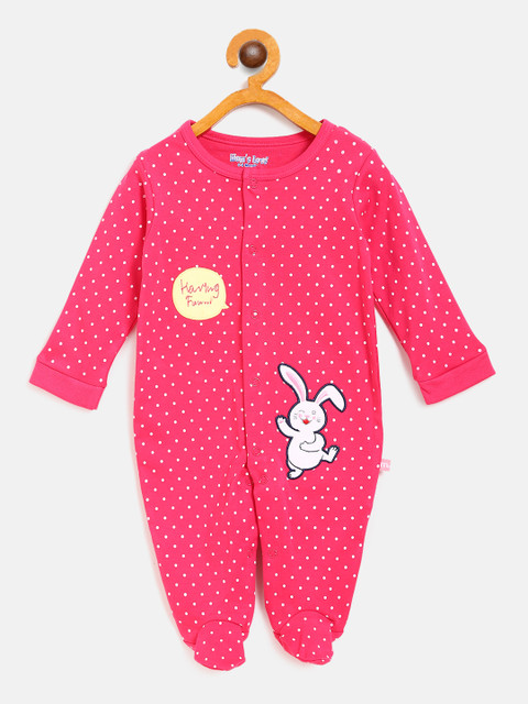 

Moms Love Girls Pink & White Polka Dot Print Sleepsuit