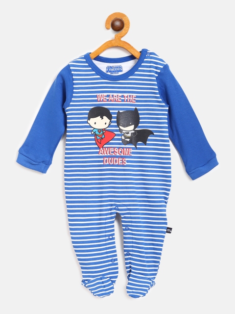 

Moms Love Boys Blue & White Striped Sleepsuit MLS21103JLBSST