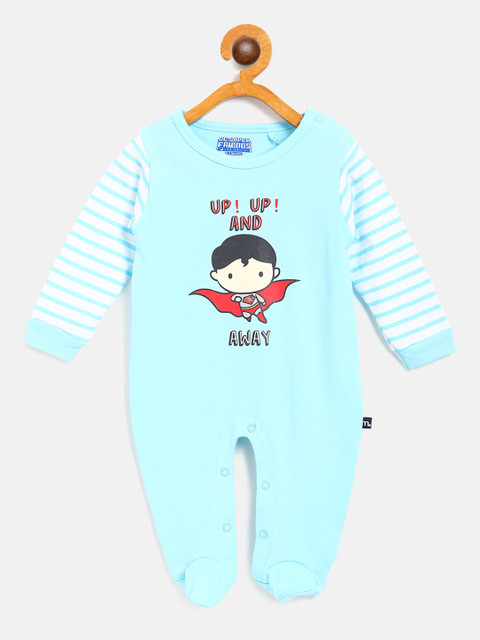 

Moms Love Boys Blue & White Printed Sleepsuit MLS21105SMBSST