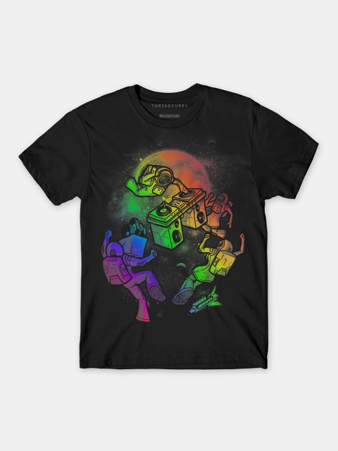 

THREADCURRY Boys Black Music Party Print Tshirt