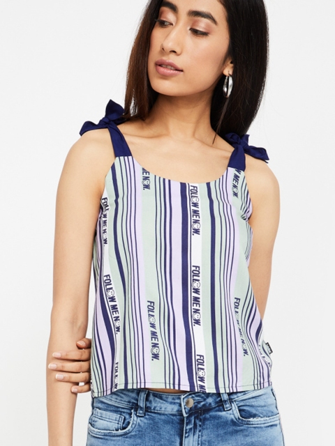 

Smiley World Women Blue Striped Top