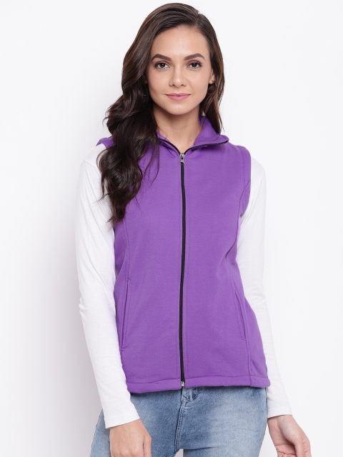

Belle Fille Women Purple Solid Lightweight Open Front Jacket