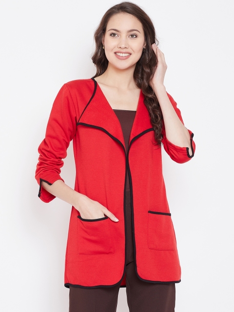 

Belle Fille Women Red Solid Open Front Shrug