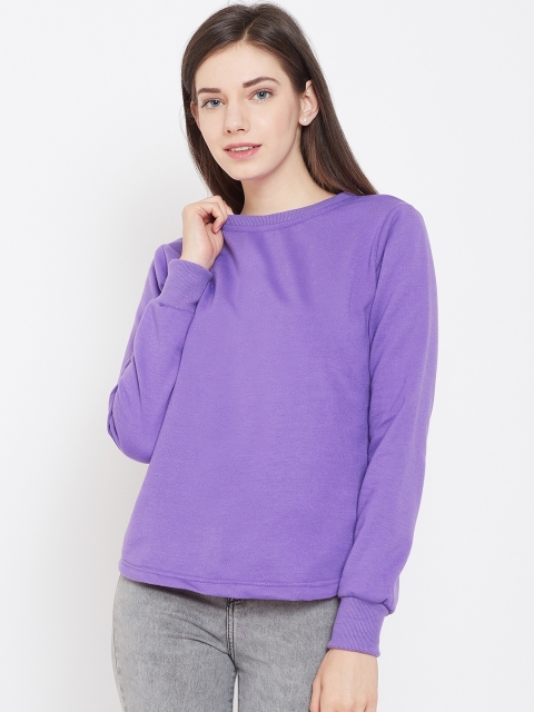 

Belle Fille Women Purple Solid Sweatshirt