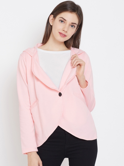 

Belle Fille Women Pink Solid Hooded Sweatshirt
