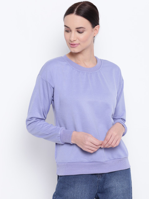 

Belle Fille Women Lavender Solid Sweatshirt