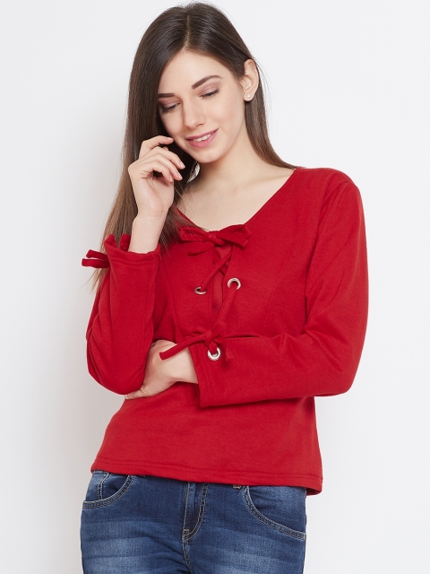 

Belle Fille Women Red Solid Winter Top