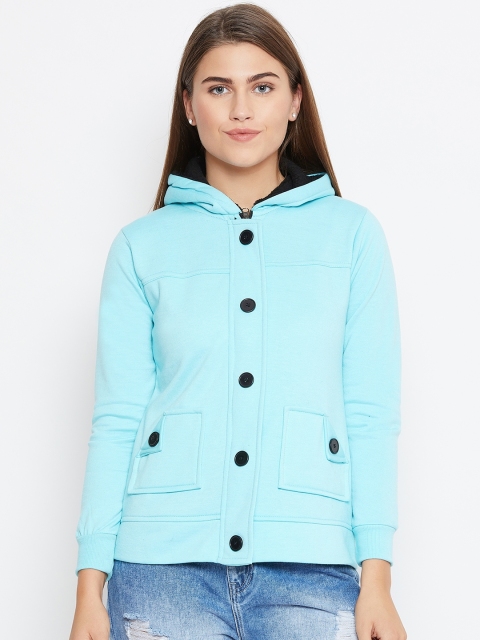 

Belle Fille Women Blue Solid Hooded Tailored Jacket