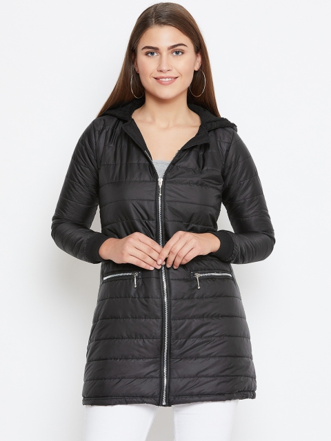 

Belle Fille Women Black Solid Longline Insulator Padded Jacket