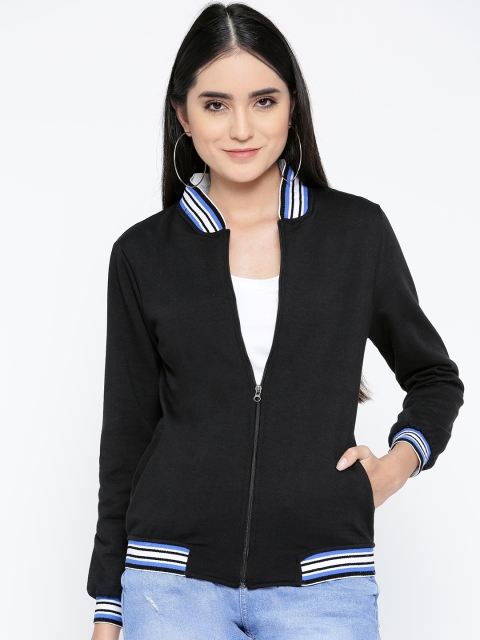 

Belle Fille Women Black Solid Varsity Jacket