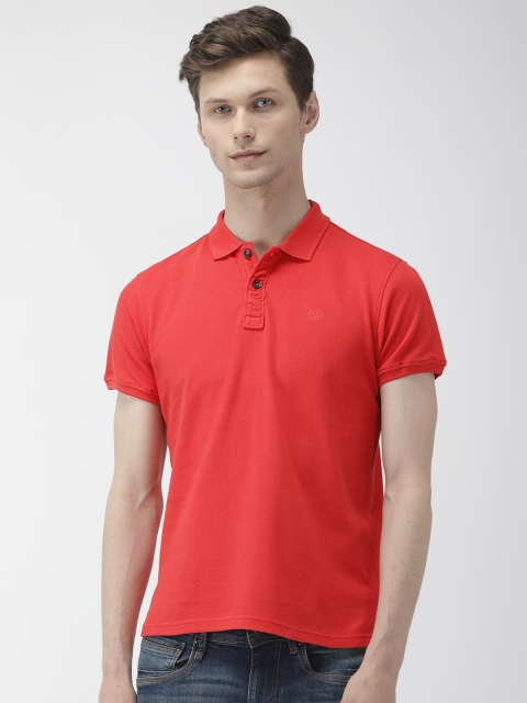 

YWC Men Red Solid Polo T-shirt